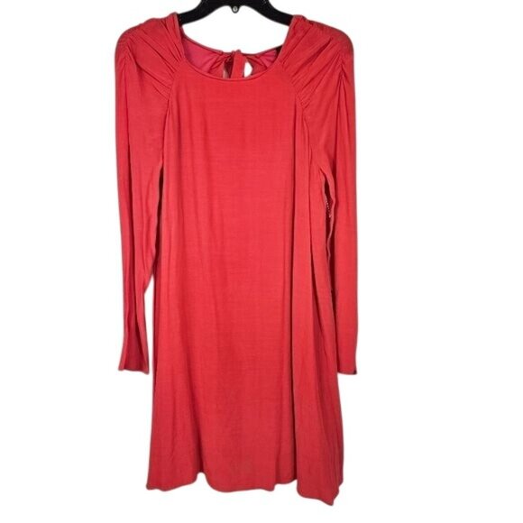 Zara Trafaluc Red Open Back Mini Dress M Ruffles Pleated Long Sleeve Feminine - Picture 3 of 12